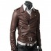 Men Slim Fit Belted Rider Brown Leather Jacket Men Slim Fit Belted Rider Brown Leather Jacket